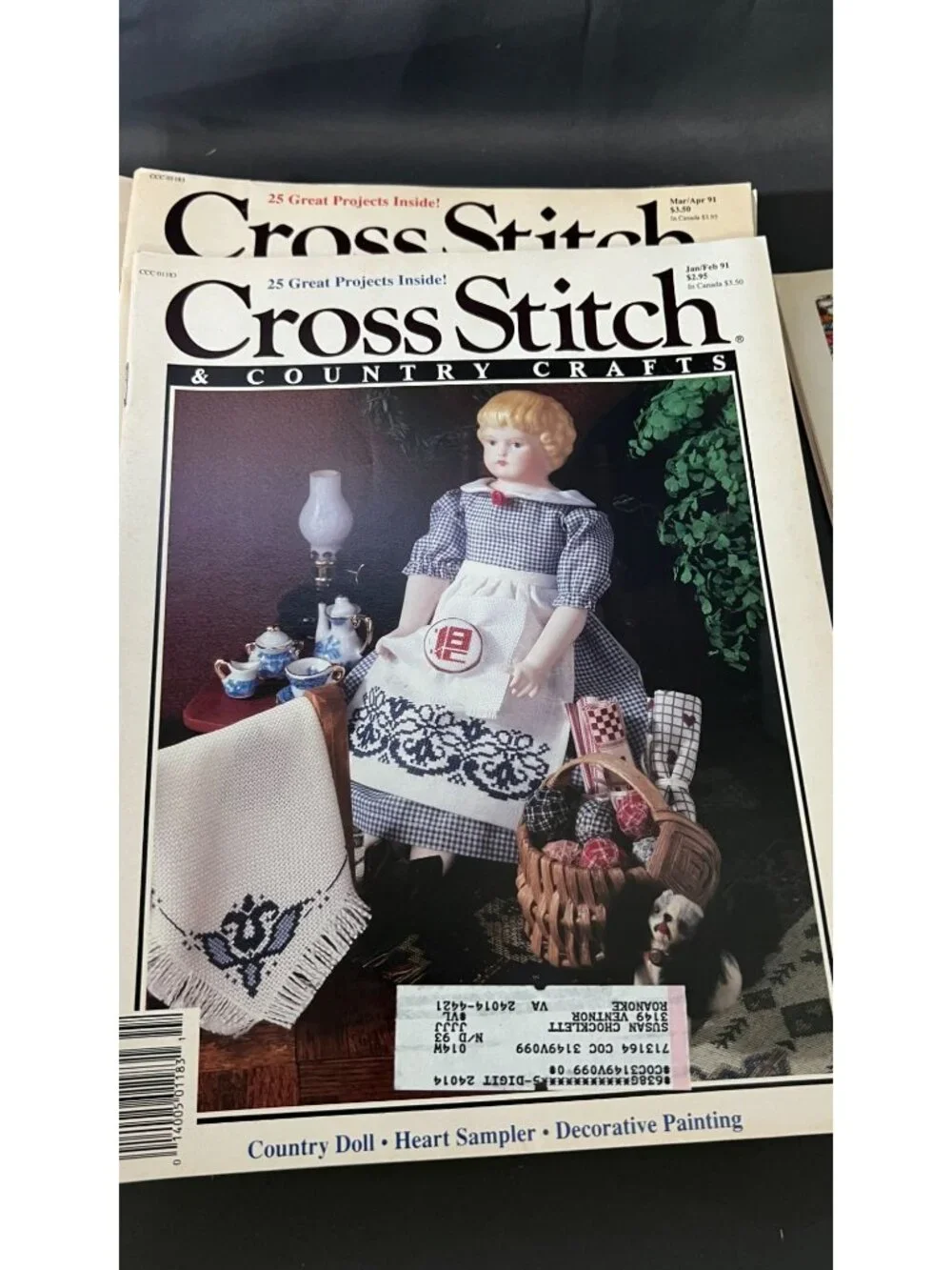 18 Vintage Cross Stitch & Country Crafts Magazines 1990-1991 Collection